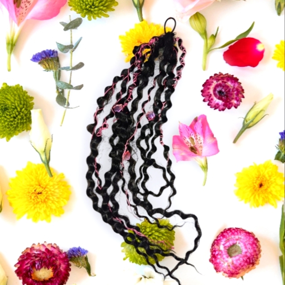 4/$15 Locks Hair Extensions Colorful Black & P Hair Accessories Dreads Ponytail